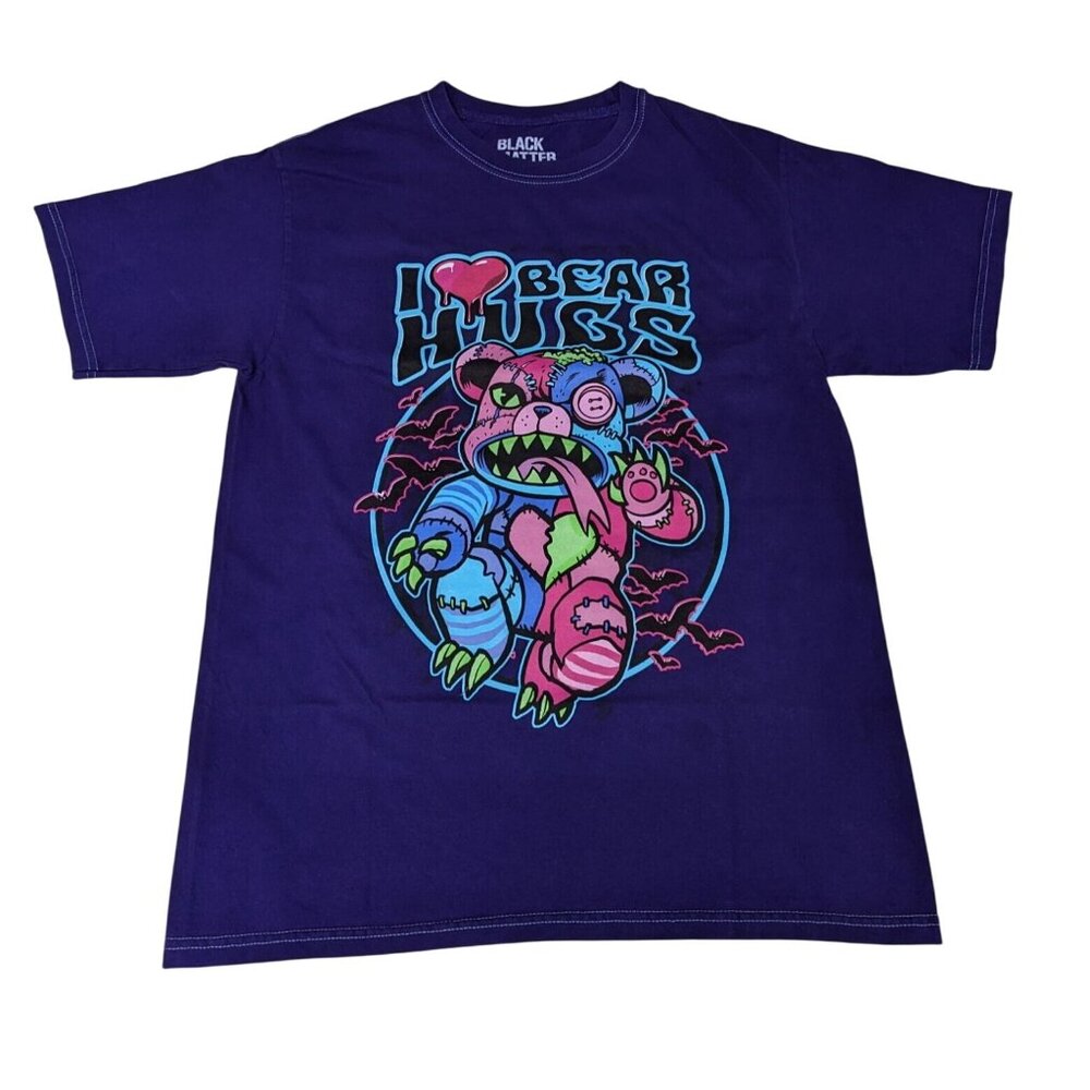 Black Matter Graphic Bear Hugs T Shirt Horror Bear Streetwear Festival Size M